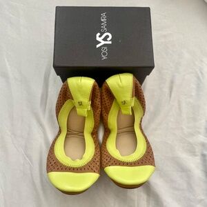 Yosi Samra Foldable Ballet Flats size 5 Sienna Limette